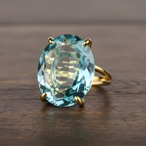 Blue Topaz Ring · Gold Ring · 14k Gold Filled Ring · Cocktail Ring · Gemstone Ring · Birthstone Rings · Bridesmaid Rings · Wedding Ring image 2
