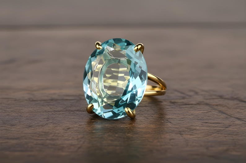Blue Topaz Ring · Gold Ring · 14k Gold Filled Ring · Cocktail Ring · Gemstone Ring · Birthstone Rings · Bridesmaid Rings · Wedding Ring image 2