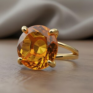 Silver Citrine Ring · Silver Solitaire Ring · 925 Silver Gemstone Ring · November Birthstone Ring · Orange Citrine Ring image 5