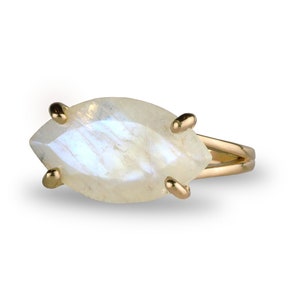 Marquise Moonstone Ring · Gemstone Ring · June Birthstone Ring ·Rose Gold Ring · Fine Statement Ring · Wedding Ring