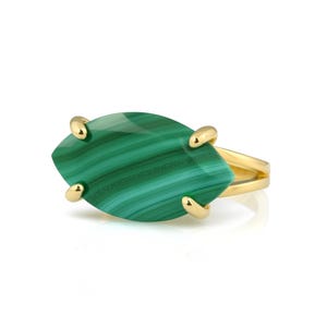 Earth Natural Malachite Ring · Marquise Ring · Gemstone Ring · Wide Stone Ring · Custom Engraved Ring · Gold Ring · Gold Malachite Ring