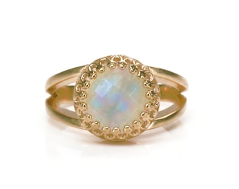Moonstone Ring · Rose Gold Ring · Rose Gold Stack Ring · Double Band Ring · Gemstone Ring · Birthstone Ring · Mom Ring