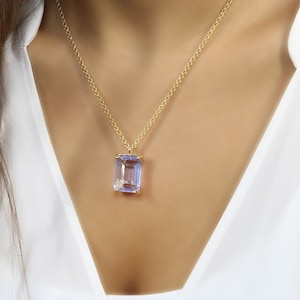 Rechteckige Tansanit Anhänger Halskette · 18k Gold Vermeil Halskette · Dezember Birthstone Halskette · Brautschmuck Tansanit