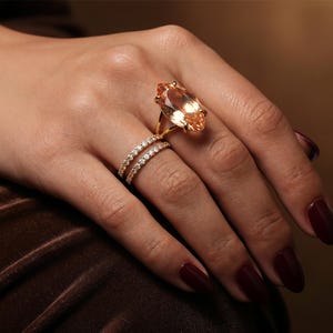 Anillo de morganita relleno de oro · Anillos de morganita para mujer · Anillo de morganita simulada · Anillo de morganita de oro con corte marquesa