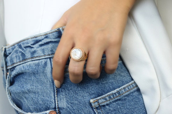 Pink Gold Mother of Pearl Ring · Natural Pearl Ring · Bridal Ring