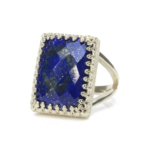 Lapis Ring · Rectangular Ring · Statement Ring · September Birthstone Ring · Gemstone Ring · Wow Ring · Rectangle Ring image 1