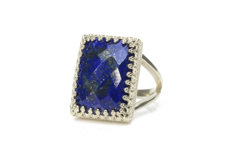 Lapis Ring · Rectangular Ring · Statement Ring · September Birthstone Ring · Gemstone Ring · Wow Ring · Rectangle Ring image 1