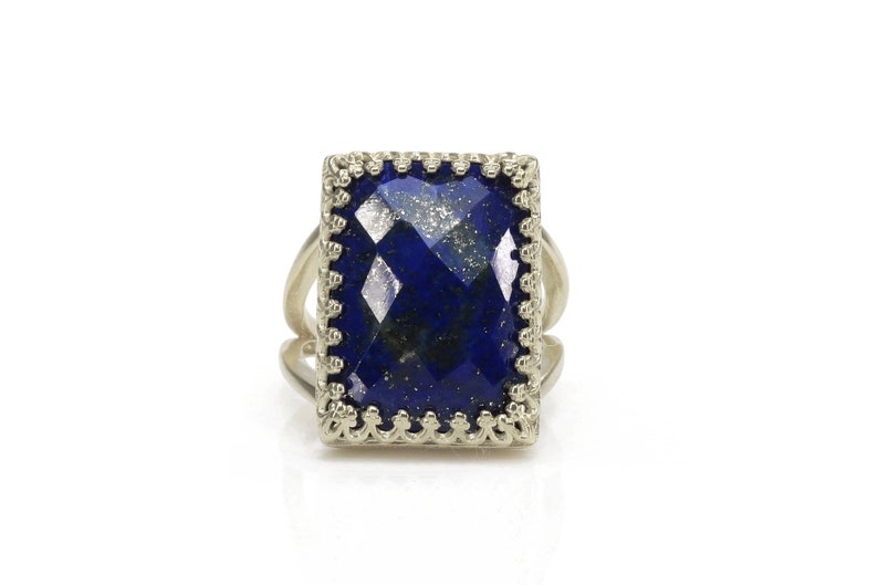 Lapis Ring · Rectangular Ring · Statement Ring · September Birthstone Ring · Gemstone Ring · Wow Ring · Rectangle Ring image 4