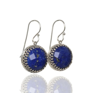 Bridal Earrings · Sterling Silver Or Rhodium Lapis Earrings · Dark Blue Earrings · Palladium Lapis Earrings · White Gold Earrings