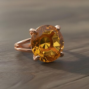 Silver Citrine Ring · Silver Solitaire Ring · 925 Silver Gemstone Ring · November Birthstone Ring · Orange Citrine Ring image 8