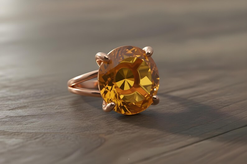 Silver Citrine Ring · Silver Solitaire Ring · 925 Silver Gemstone Ring · November Birthstone Ring · Orange Citrine Ring image 8
