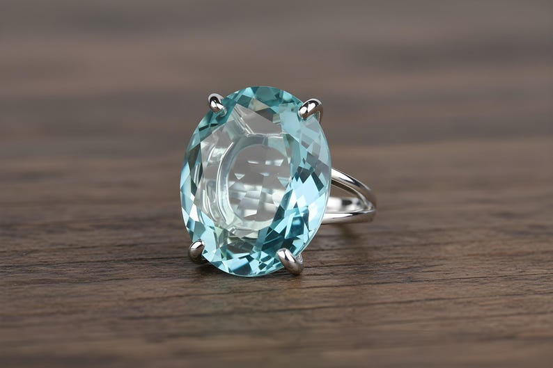 Blue Topaz Ring · Gold Ring · 14k Gold Filled Ring · Cocktail Ring · Gemstone Ring · Birthstone Rings · Bridesmaid Rings · Wedding Ring image 4