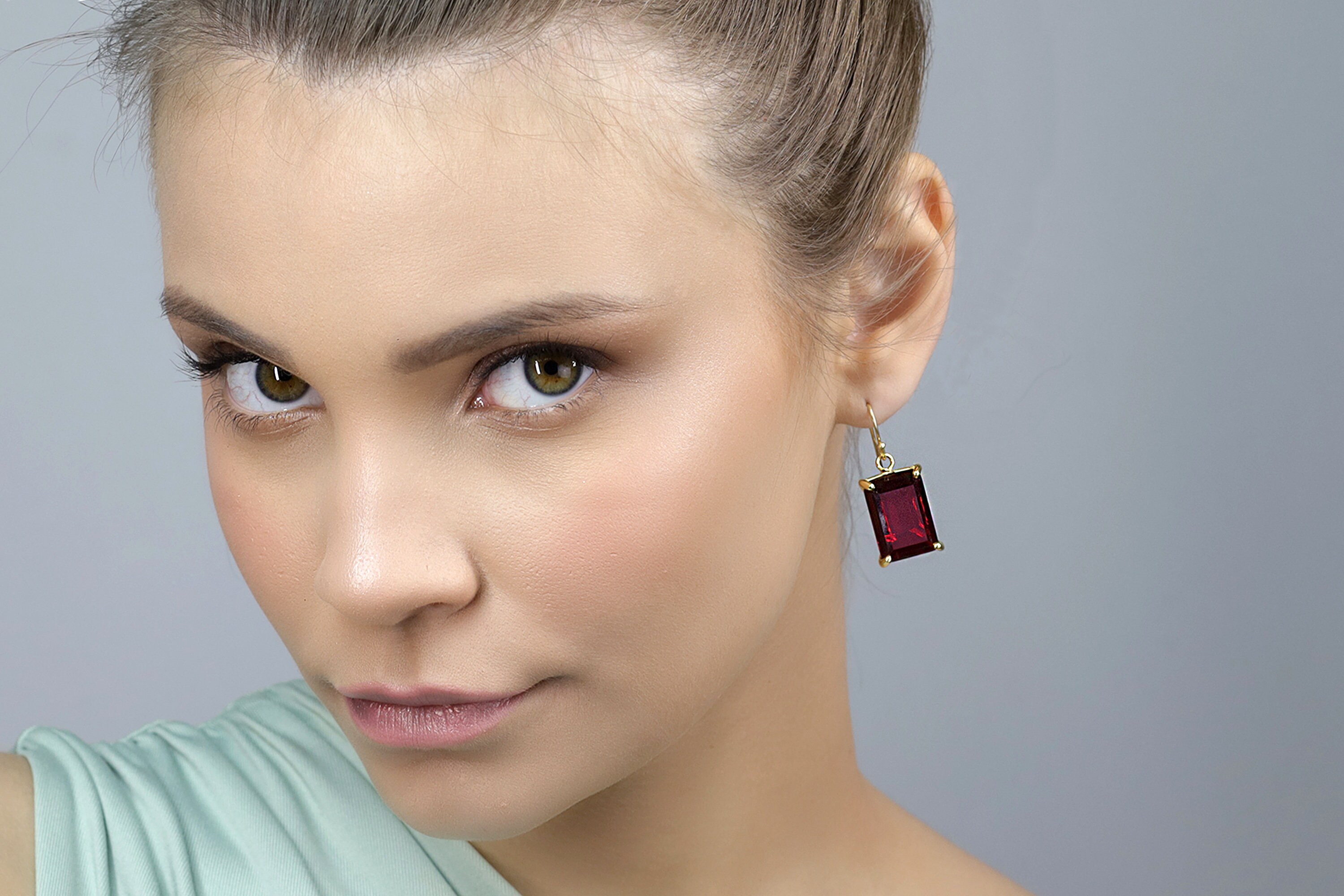 Garnet 18k Earrings - Etsy