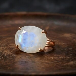 June Birthstone · Rainbow Moonstone Oval Cut Ring · Gemstone Calmness Handmade Jewelry image 11