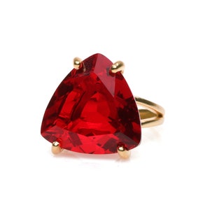 Trillion Cut Ruby Ring · Rose Gold Statement Ring · Pink Gold Gem Ring · Vintage Stone Ring · Custom Engraved Ring