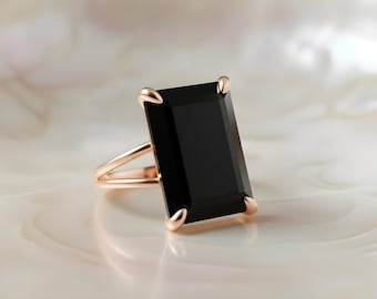Black Onyx Ring · Rectangle Ring · Rose Gold Ring · Fine Ring · 14k Gold Ring · Solid Gold Ring · Gemstone Rings For Women