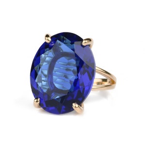 18k Pink Gold Sapphire Ring · Oval Cut Statement Ring · Oval Gemstone Ring · September Birthstone Ring · Gift For Mom Rings