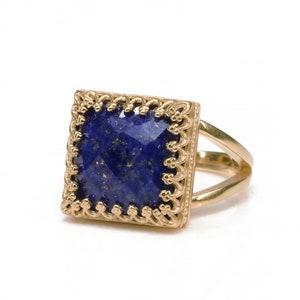 Lapis Lazuli Ring · September Birthstone Ring · Rose Gold Ring · Vintage Ring · Gemstone Ring · Navy Blue Ring · Square Ring · Lapis Jewelry