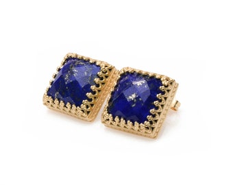 Lapis Lazuli Earrings · Rose Earrings · Square Earrings · Stud Earrings · September Birthstone Earrings · Gemstone Earrings