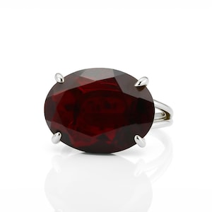 Sterling Silber Granat Ring · Roter Granat Ring · Silber Edelstein Ring · Oval Cut Gem Ring · Großer Granat Ring · Geschenke für Mama Januar