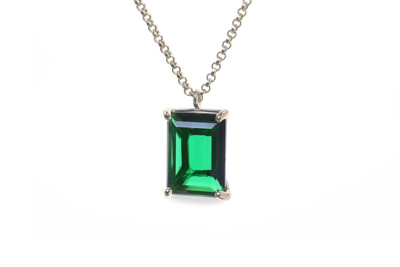 Rectangle Emerald Necklace Custom Made Necklace Long Etsy