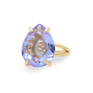 18k Gold Tanzanite Ring · Pear Cut Tanzanite Cocktail Ring · Gold Vermeil Gemstone Ring · Holiday Gift Rings · Engraved Ring Gift