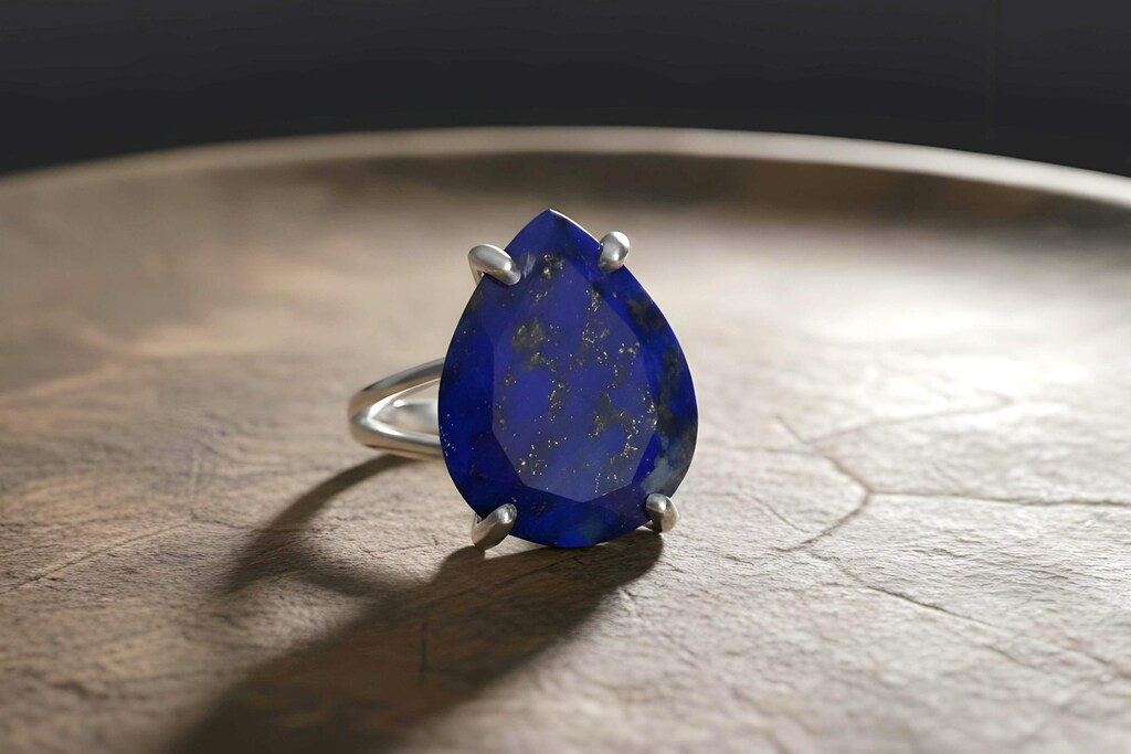 Anello Donna Argento 925 Con Pietre Naturali Turchese, Lapislazzuli E Granato - Fatto A Mano