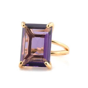 Stunning Handmade Amethyst Ring · Rose Gold Ring · 14k Emerald Cut Amethyst Ring · Purple Vintage Ring · Rectangle Ring