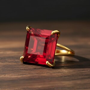 Pink Tourmaline Square Princess Cut Ring · 18k Gold Vermeil Jewelry · October Birthstone image 2