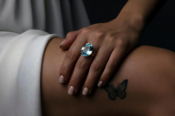 Blue Topaz Ring · Gold Ring · 14k Gold Filled Ring · Cocktail Ring · Gemstone Ring · Birthstone Rings · Bridesmaid Rings · Wedding Ring