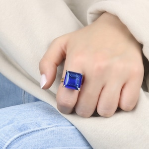 Sapphire Ring · Square Silver Ring · September Birthstone Ring · Health Protection Ring · Protective Ring · Custom Engraved Ring
