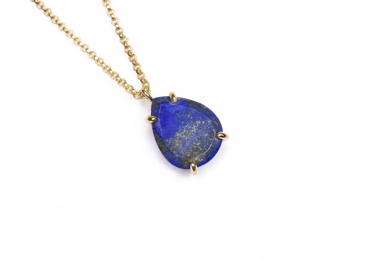 Lapis Lazuli Necklace · Pear Pendant Necklace · Gemstone Pendant · Teardrop Necklace · Gold Lapis Necklace · Custom Gold Necklace image 5