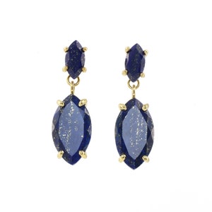 Lapis Lazuli Long Earrings · Gold Lapis Earrings · September Birthstone Earrings · Marquise Earrings Gold · Gold Gemstone Earrings