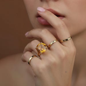 Silver Citrine Ring · Silver Solitaire Ring · 925 Silver Gemstone Ring · November Birthstone Ring · Orange Citrine Ring image 4