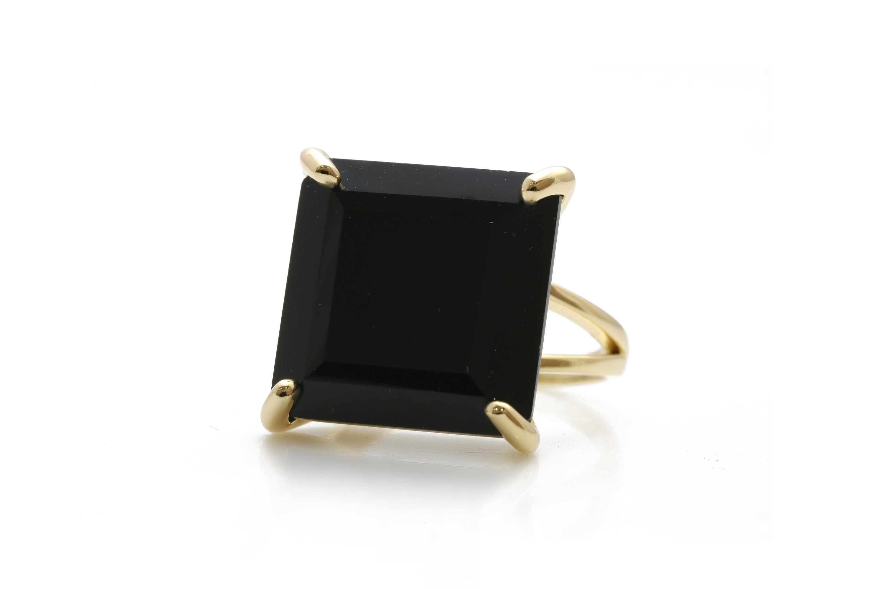 Black Onyx Ring Square Ring Gold Prong Ring Large Ring - Etsy