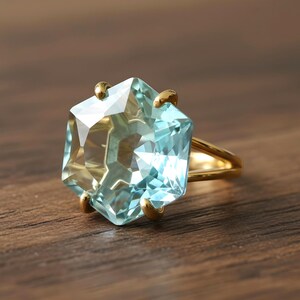 18k Rose Gold Ring · Hexagon Cut Topaz Ring · Rose Gold Vermeil Ring · November Birthstone Ring image 7
