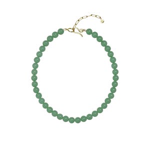 Green Aventurine Beaded Necklace · Gold Necklace Smooth Round Beads · Gemstone Necklace Semi Precious Jewelry · Green Layering Necklace