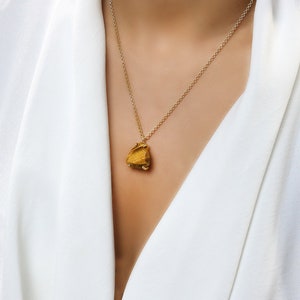 Tiger Eye Necklace · Trillion Pendant Necklace · Gemstone Necklace · Brown Bridesmaid Gifts · Birthday Gift For Her