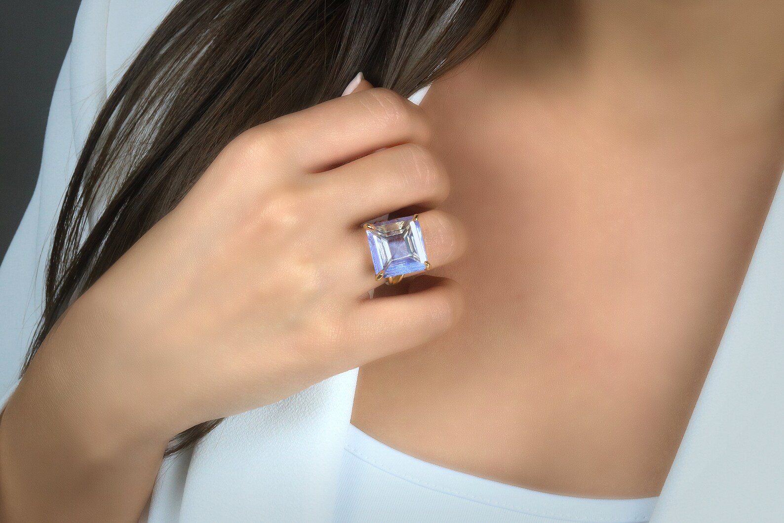 Tanzanite & 18k Rose Gold Princess Cut Ring