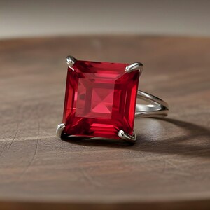 Pink Tourmaline Square Princess Cut Ring · 18k Gold Vermeil Jewelry · October Birthstone image 9