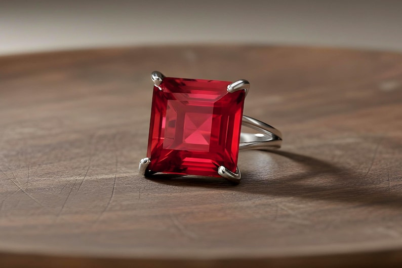 Pink Tourmaline Square Princess Cut Ring · 18k Gold Vermeil Jewelry · October Birthstone image 9