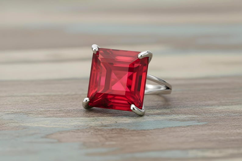Pink Tourmaline Square Princess Cut Ring · 18k Gold Vermeil Jewelry · October Birthstone image 11