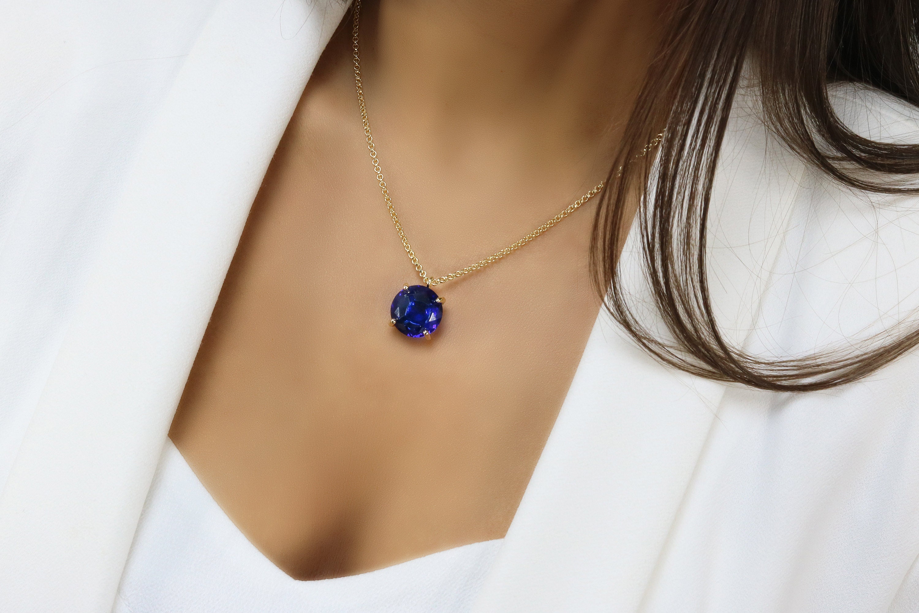 Round Sapphire Necklace September 