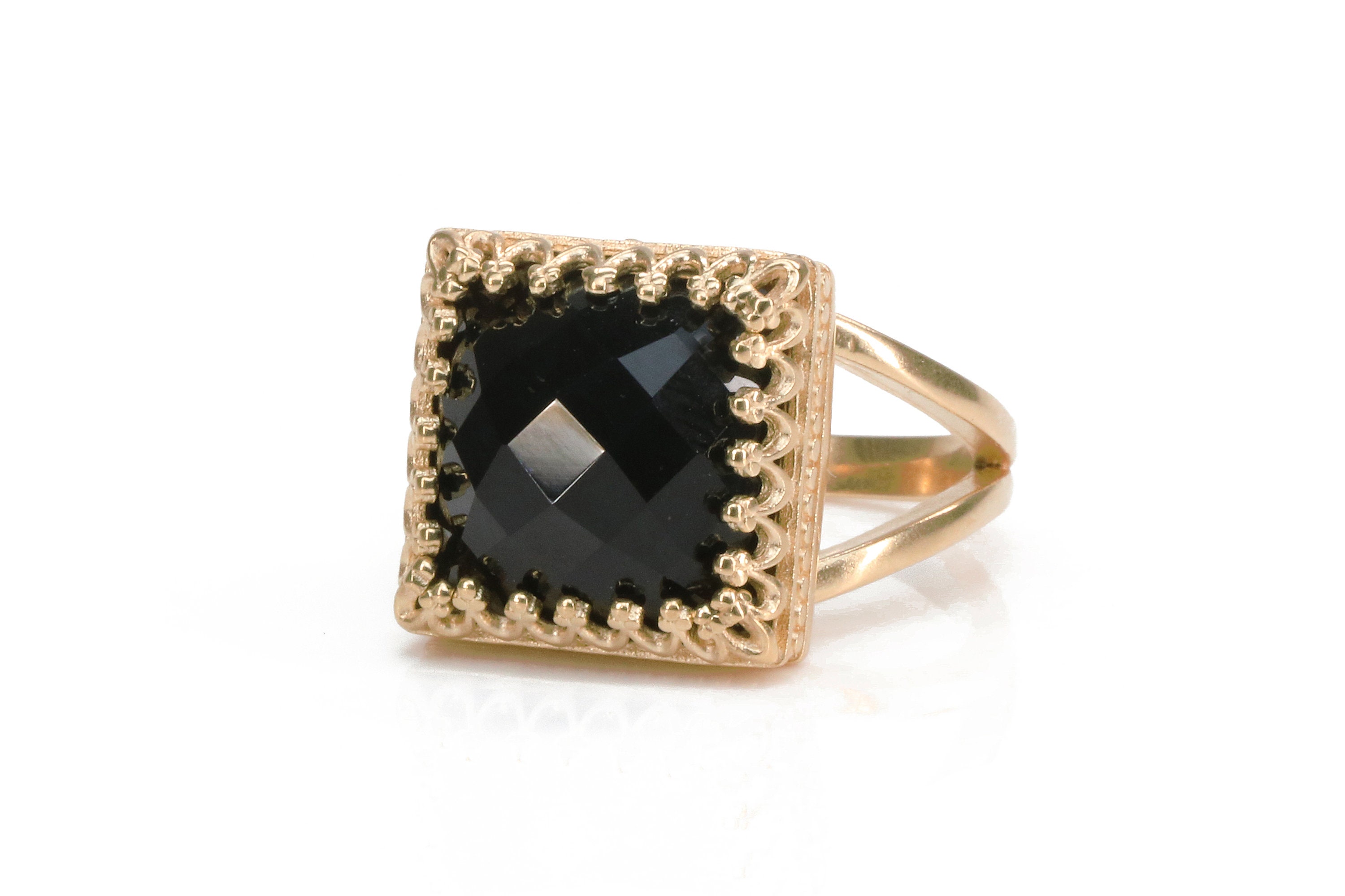 Buy Black Emerald Cut Engagement Ring, Black Diamond Ring, Plain Gold Ring,  Solitaire Bezel Ring, Unique Engagement Ring, Black Diamond Jewelry Online  in India - Etsy