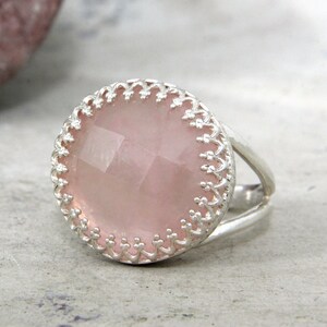 silver pink ring · rose quartz ring · sterling silver ring · rose quartz jewelry · love silver ring · girlfriend gift · October