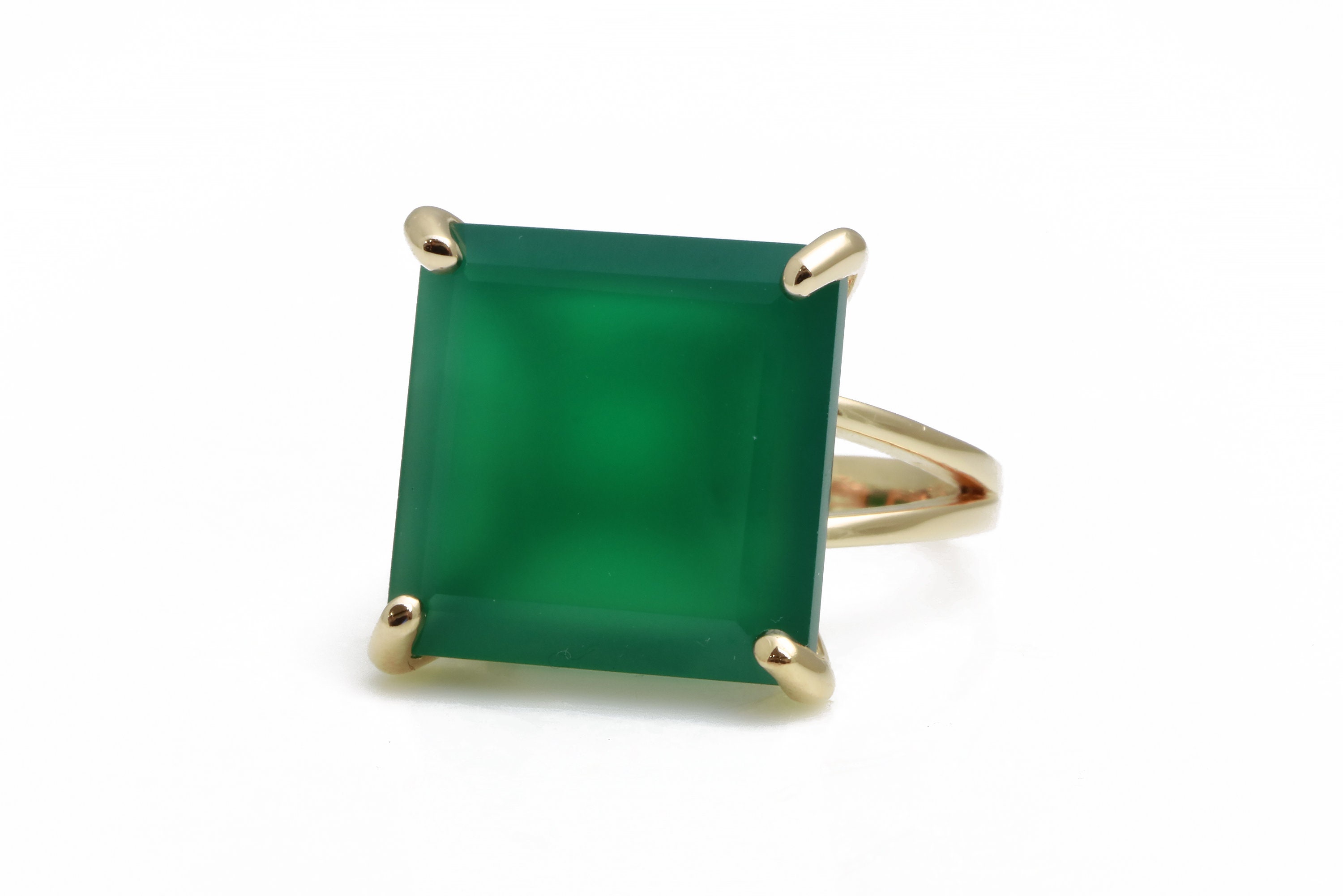 Green stone square ring online