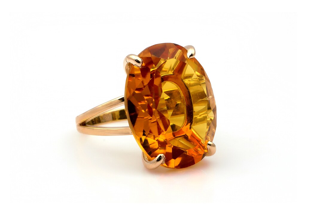 Heated Citrine Ring Rose Gold Ring Solid Gold Gem Ring - Etsy