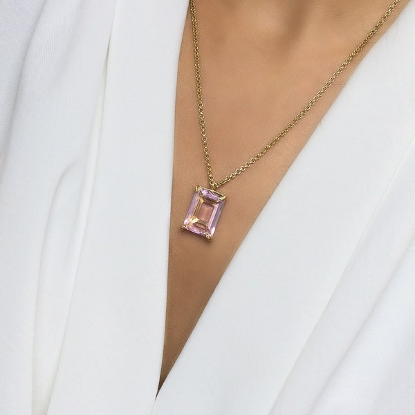 Self Love Rose Quartz Pendant · Love Gem Necklace · Gold Necklace · Custom Birthstone Pendant · Engraved Necklaces · Personalized Necklace