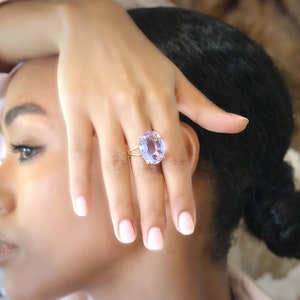 Atemberaubender Ovalschliff Cocktailring · Dezember Birthstone Ring · Großer Tansanitring · 18k Gold gefüllter Ring · Vintage Edelsteinring