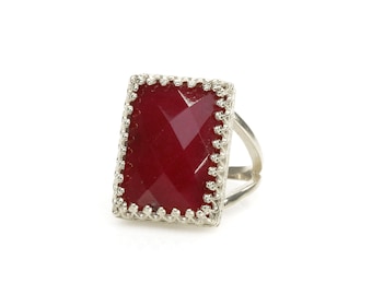 Jade Ring · Rectangular Ring · Large Ring · Statement Ring · Silver Ring · Rectangle Ring · Sterling Silver Ring · July Birthstone Ring